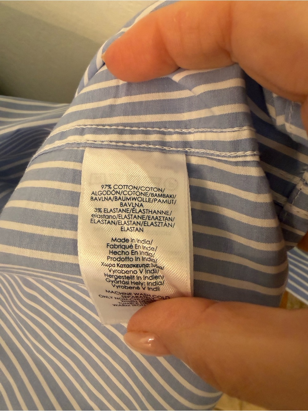 Chaps Women’s Light Blue and White Striped Dress Shirt - Picture 3 of 4